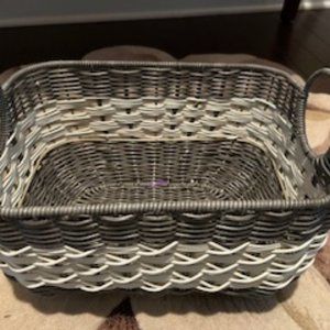 Brown & Cream Basket with Handles 14"L x 10"W x 7"D New